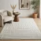 Modern krém-fehér geometrikus szőnyeg – 3D mintás elegáns szőnyeg– puha, elegáns nappali szőnyeg, texturált minimalista designer szőnyeg 160x230cm
