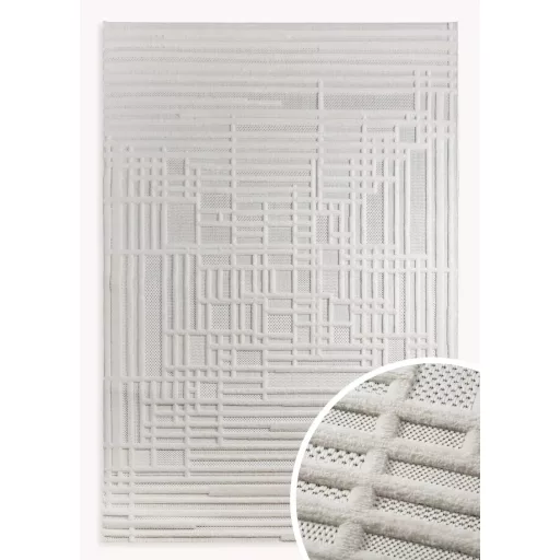 Modern krém-fehér geometrikus szőnyeg – 3D mintás elegáns szőnyeg– puha, elegáns nappali szőnyeg, texturált minimalista designer szőnyeg 160x230cm