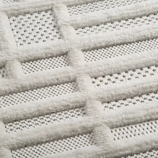 Modern krém-fehér geometrikus szőnyeg – 3D mintás elegáns szőnyeg– puha, elegáns nappali szőnyeg, texturált minimalista designer szőnyeg 160x230cm