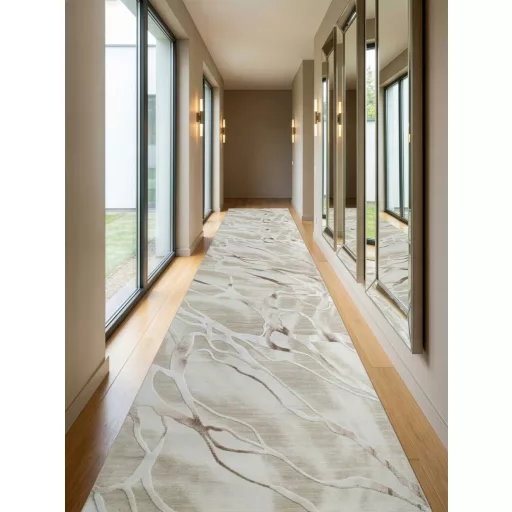 Elegáns krém és bézs szőnyeg modern hullám mintával, finom vonalvezetésű és harmonikus térhatású, TÖBB MÉRETBEN- 6900 Ft- 31900 Ft-ig