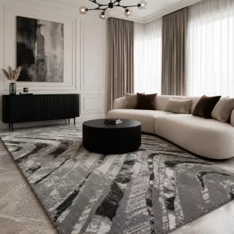   Modern taupe-szürke geometrikus szőnyeg – 3D mintás elegáns szőnyeg– puha, elegáns nappali szőnyeg, texturált minimalista designer szőnyeg ,TÖBB MÉRETBEN , 16900-79900Ft- ig