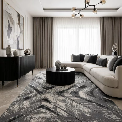 Modern taupe-szürke geometrikus szőnyeg – 3D mintás elegáns szőnyeg– puha, elegáns nappali szőnyeg, texturált minimalista designer szőnyeg ,TÖBB MÉRETBEN , 16900-79900Ft- ig