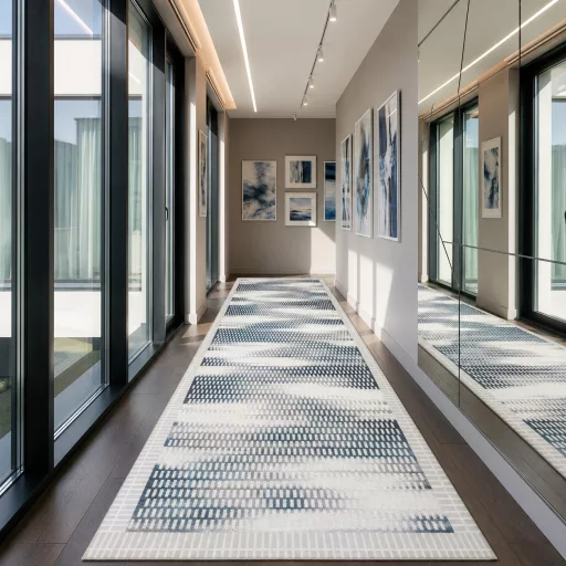 Modern krém alapon kék geometrikus mintás  szőnyeg – 3D mintás elegáns szőnyeg– puha, elegáns nappali szőnyeg, texturált minimalista designer szőnyeg  ,TÖBB MÉRETBEN , 16900-79900Ft- ig 