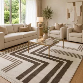   Modern beige-barna absztrakt szőnyeg rojtos szegéllyell– puha, elegáns nappali szőnyeg, texturált minimalista designer szőnyeg ,TÖBB MÉRETBEN , 16900-79900Ft- ig 