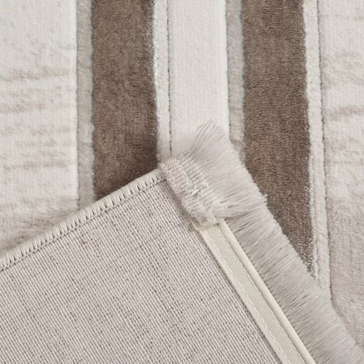 Modern beige-barna absztrakt szőnyeg rojtos szegéllyell– puha, elegáns nappali szőnyeg, texturált minimalista designer szőnyeg TÖBB MÉRETBEN- 16990 Ft- 49900 Ft-ig 