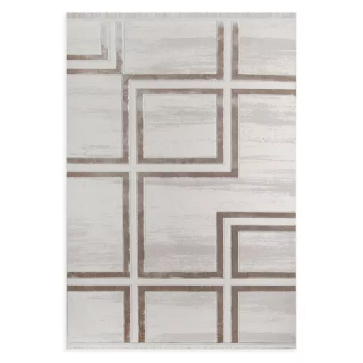 Modern beige-barna absztrakt szőnyeg rojtos szegéllyell– puha, elegáns nappali szőnyeg, texturált minimalista designer szőnyeg TÖBB MÉRETBEN- 16990 Ft- 49900 Ft-ig 