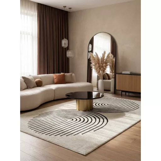 Modern fekete-fehér absztrakt szőnyeg – puha, elegáns nappali szőnyeg, texturált minimalista designer szőnyeg ,TÖBB MÉRETBEN , 16900-52900Ft- ig 