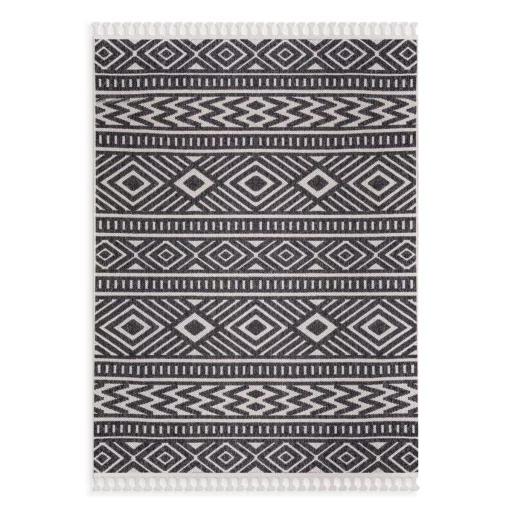 Elegáns sötétszürke- krém színű  szőnyeg finoman kidolgozott geometrikus mintázattal és puha, kellemes tapintású felülettel –  elegáns nappali szőnyeg, texturált minimalista design , TÖBB MÉRETBEN 16900-52800Ft- ig