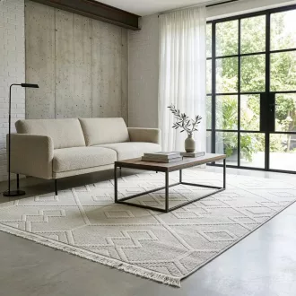   Elegáns krémszínű szőnyeg finoman kidolgozott geometrikus mintázattal és puha, kellemes tapintású felülettel –  elegáns nappali szőnyeg, texturált minimalista design ,TÖBB MÉRETBEN- 16900 Ft-79900 Ft-ig