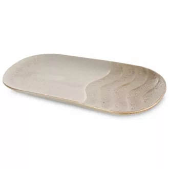 Pezsgő színű, ívelt, modern tál