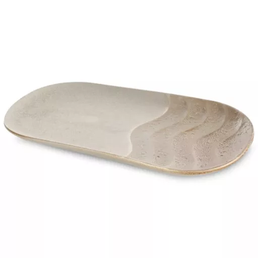 Pezsgő színű, ívelt, modern tál