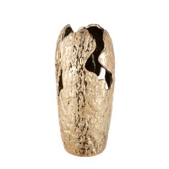   Modern, arany színű kerámia dekor váza különleges  textúrával 13x25 cm