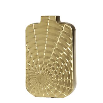   Modern,matt arany színű kerámia dekor váza geometrikus  mintázattal  8 x 19 x 30 cm