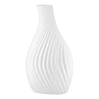   Fehér organikus design váza  – modern strukturált dekor váza 8 x 15.5 x 29 cm