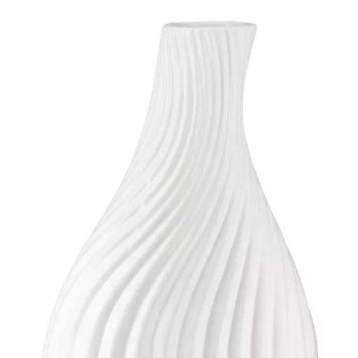 Fehér organikus design váza  – modern strukturált dekor váza 8 x 15.5 x 29 cm