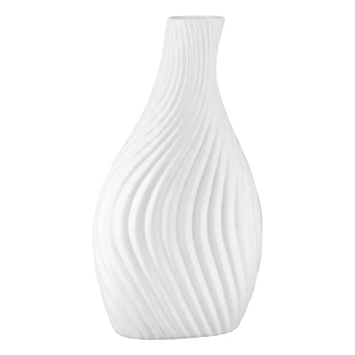 Fehér organikus design váza  – modern strukturált dekor váza 8 x 15.5 x 29 cm