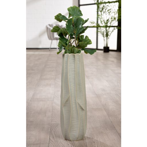 Stílusos, modern megjelenésű zöld színü  váza  15 x 49 cm