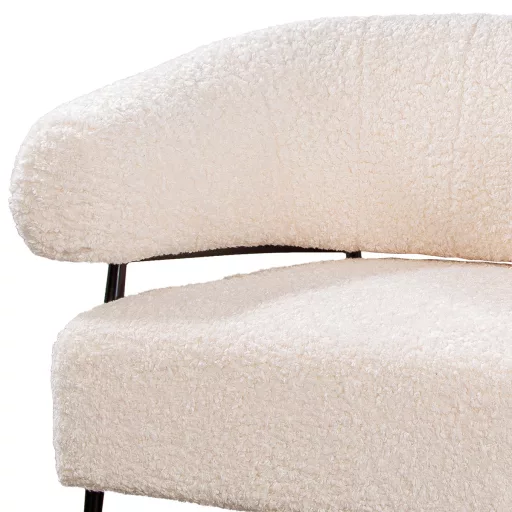 Modern buclé fotel – krém színű kárpitozott design fotel fém lábakkal , Tökéletes választás nappaliba kiegészítő fotelként, hálószobába dekoratív ülőhelyként 74 x 86 x 78 cm