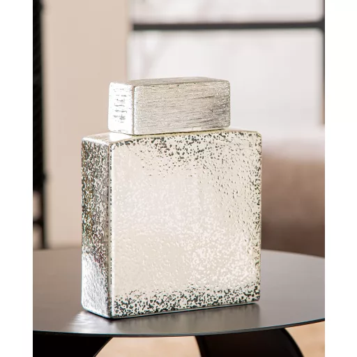Elegáns pezsgőszínű dekorváza strukturált felülettel – 6x 16.5 x 21 cm