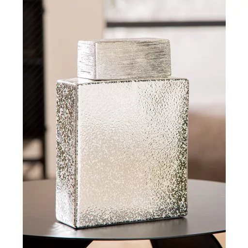 Elegáns pezsgőszínű dekorváza strukturált felülettel –6.3 x 17 x 24 cm