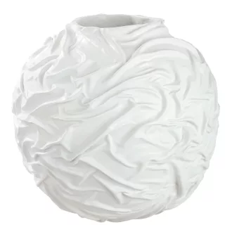   Fehér organikus design váza  – modern strukturált dekor váza 49.5 x 47.5 cm
