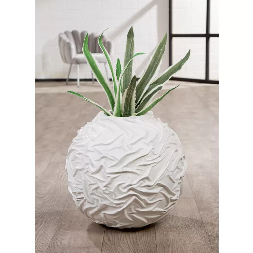 Fehér organikus design váza  – modern strukturált dekor váza 49.5 x 47.5 cm
