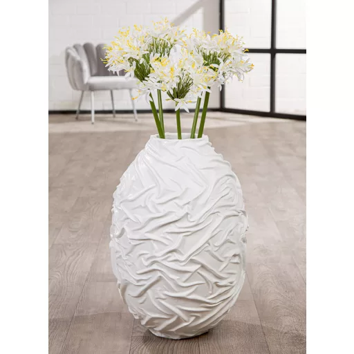 Fehér organikus design váza  – modern strukturált dekor váza 42 x 60 cm