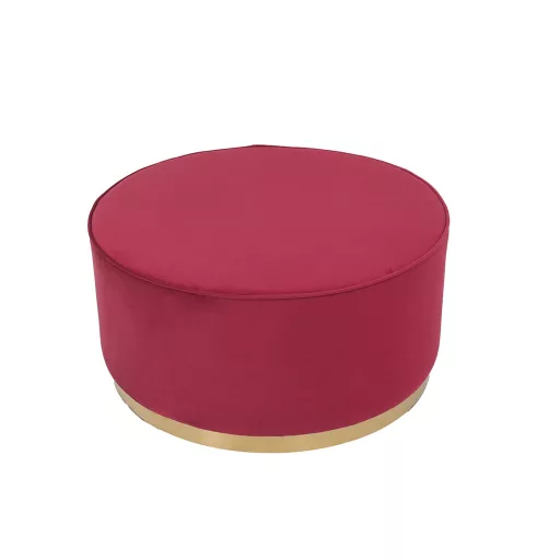 Prémium design puff – nagyméretű,  piros puff – modern design arany részletekkel ülőbútor nappaliba, dohányzóasztal alternatívaként, extra ülőhelyként vagy kényelmes lábtartóként 41x81cm