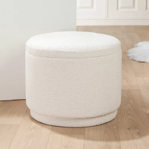 Stílusos tárolós puff , strukturált szövettel. Kényelmes ülőfelület és rejtett tároló egyben – ideális nappaliba vagy előszobába 43x51cm