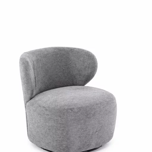 Stílusos, modern szürke  fotel puha tapintású kárpittal és egyedi formavilággal ,360 ° -ban forgó funkcióval.76x 74x 60 cm