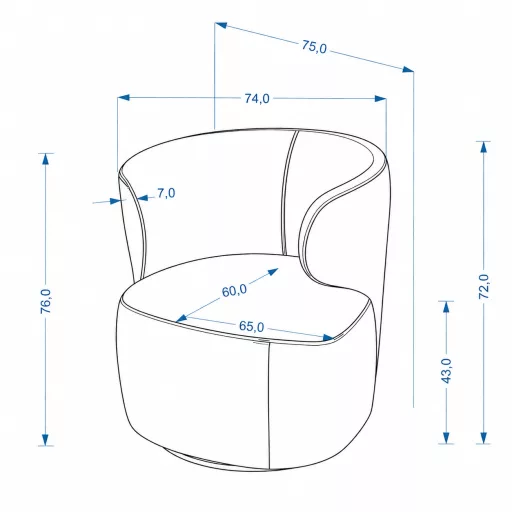 Stílusos, modern szürke  fotel puha tapintású kárpittal és egyedi formavilággal ,360 ° -ban forgó funkcióval.76x 74x 60 cm