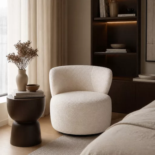 Stílusos, modern beige fotel puha tapintású kárpittal és egyedi formavilággal ,360 ° -ban forgó funkcióval.76x 74x 60 cm