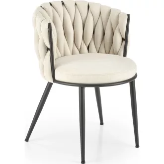   Modern elegáns,különleges steppelésű kárpitozott étkezőszék –beige design szék fekete fém lábakkal 57x60x79x49 cm