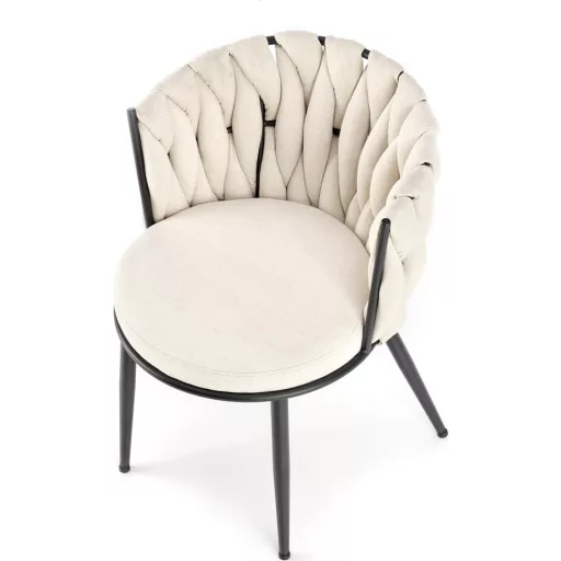 Modern elegáns,különleges steppelésű kárpitozott étkezőszék –beige design szék fekete fém lábakkal 57x60x79x49 cm