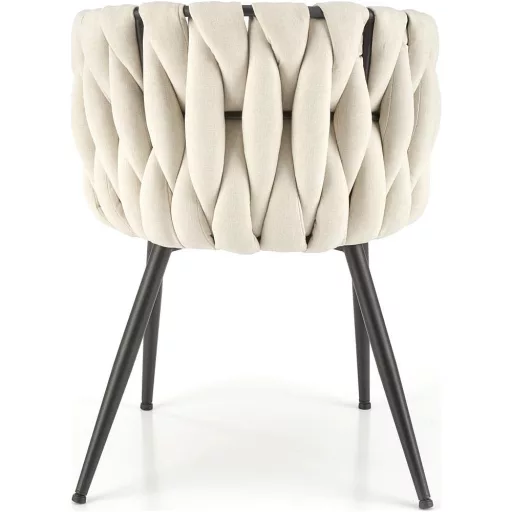 Modern elegáns,különleges steppelésű kárpitozott étkezőszék –beige design szék fekete fém lábakkal 57x60x79x49 cm