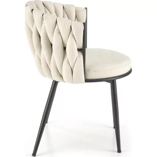 Modern elegáns,különleges steppelésű kárpitozott étkezőszék –beige design szék fekete fém lábakkal 57x60x79x49 cm