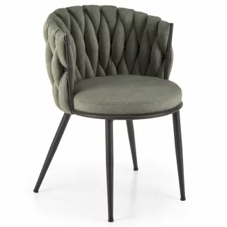   Modern elegáns,különleges steppelésű kárpitozott étkezőszék – olívazöld design szék fekete fém lábakkal 57x60x79x49 cm