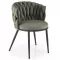 Modern elegáns,különleges steppelésű kárpitozott étkezőszék – olívazöld design szék fekete fém lábakkal 57x60x79x49 cm