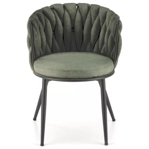 Modern elegáns,különleges steppelésű kárpitozott étkezőszék – olívazöld design szék fekete fém lábakkal 57x60x79x49 cm