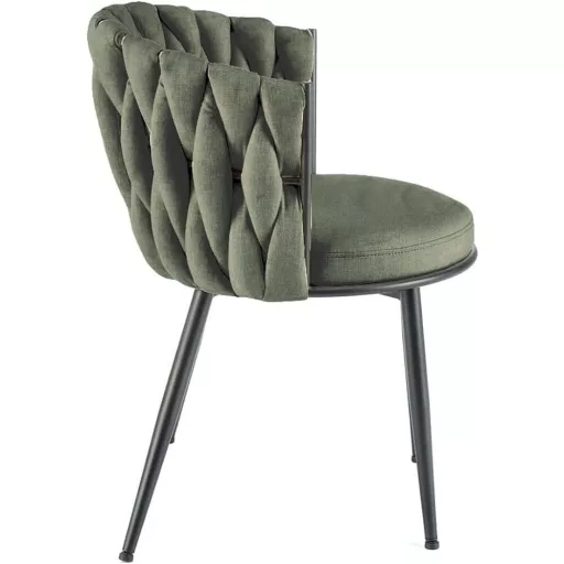 Modern elegáns,különleges steppelésű kárpitozott étkezőszék – olívazöld design szék fekete fém lábakkal 57x60x79x49 cm