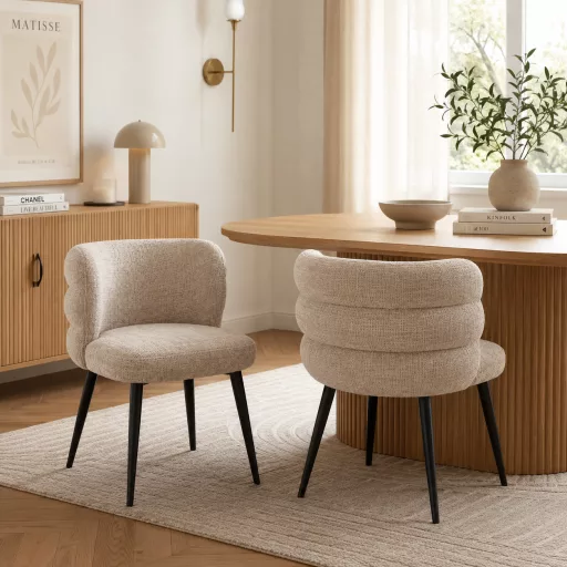 Modern kárpitozott étkezőszék – beige design szék fekete fém lábakkal 62 x 64 x 79 x 51 cm