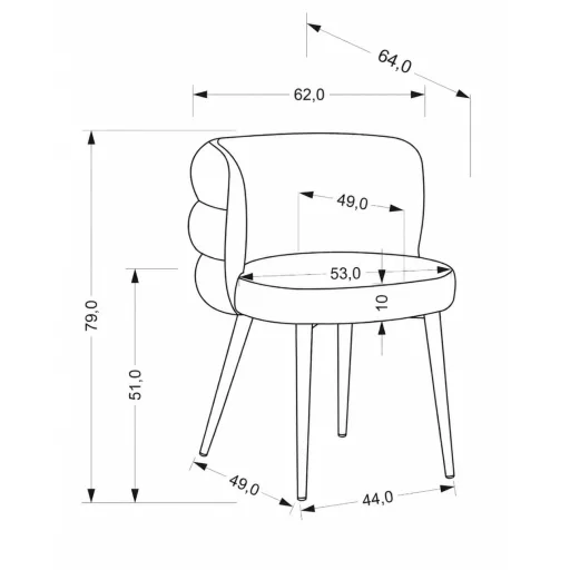 Modern kárpitozott étkezőszék – beige design szék fekete fém lábakkal 62 x 64 x 79 x 51 cm