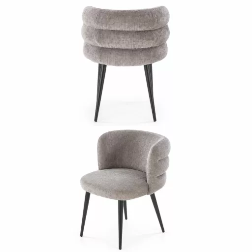 Modern kárpitozott étkezőszék – szürke design szék fekete fém lábakkal 62 x 64 x 79 x 51 cm