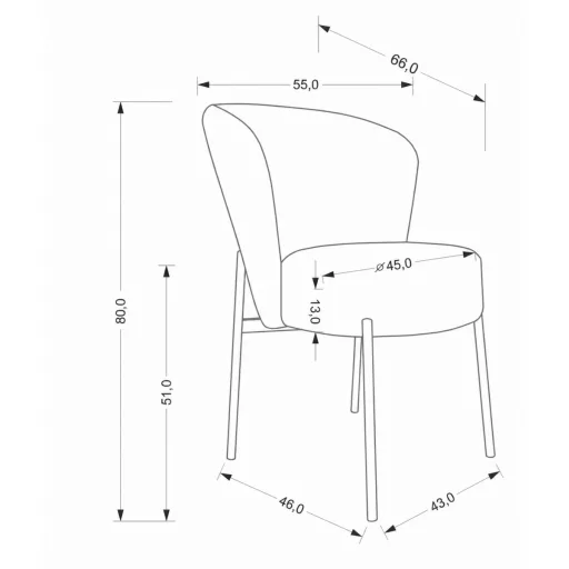 Modern kárpitozott étkezőszék –beige design szék fekete fém lábakkal 80x51x50 cm
