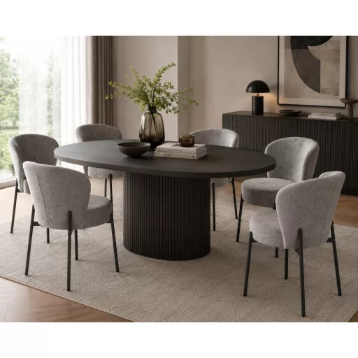 Modern kárpitozott étkezőszék –szürke design szék fekete fém lábakkal 80x51x50 cm