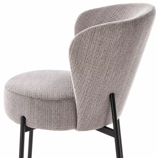 Modern kárpitozott étkezőszék –szürke design szék fekete fém lábakkal 80x51x50 cm