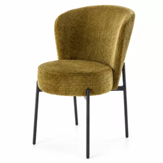   Modern kárpitozott étkezőszék – olívazöld design szék fekete fém lábakkal 80x51x50 cm