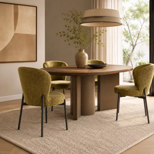 Modern kárpitozott étkezőszék – olívazöld design szék fekete fém lábakkal 80x51x50 cm