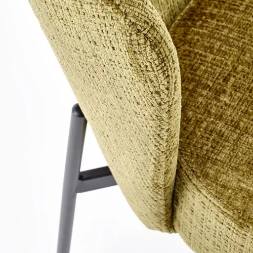 Modern kárpitozott étkezőszék – olívazöld design szék fekete fém lábakkal 80x51x50 cm