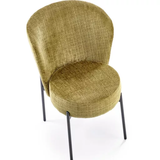 Modern kárpitozott étkezőszék – olívazöld design szék fekete fém lábakkal 80x51x50 cm